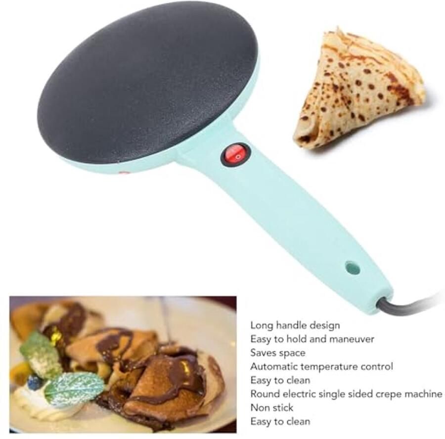 Draadloze Crêpemaker 8 Inch Ronde Elektrische Crêpemaker mogelijke Schoon Te Maken Automatische Temperatuurregeling Anti-aanbakplaat met Bakje Siliconen Spatel en