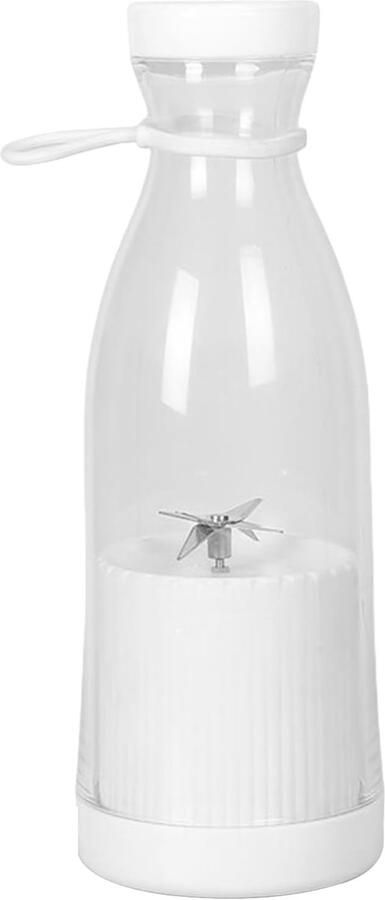 Draadloze Draagbare Blenderfles in Wit (350ml) – Oplaadbaar met 4 Roestvrijstalen Mesjes voor Smoothies & Verse Sappen Onderweg