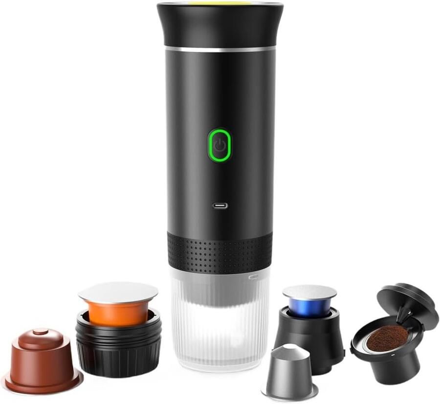 Draadloze draagbare elektrische koffiemachine – USB-C zelfverwarmend opladelbaar – Zwart