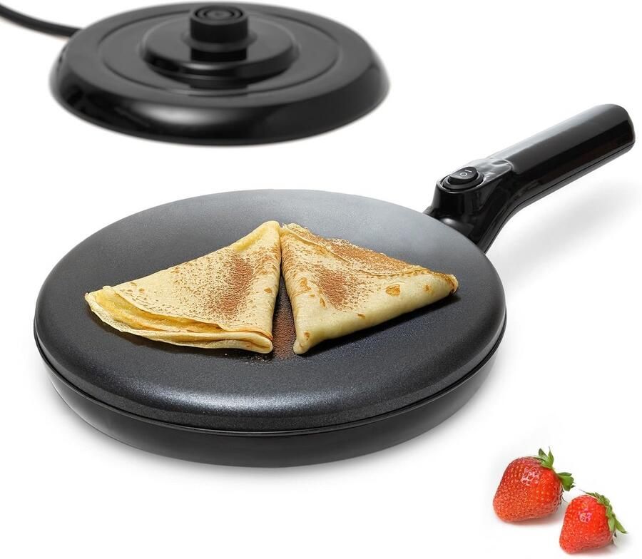 Draadloze Crêpe Maker Pannenkoekenmachine Elektrisch Ontbijt Bereiden Automatische Uitschakeling 203 cm Zwart