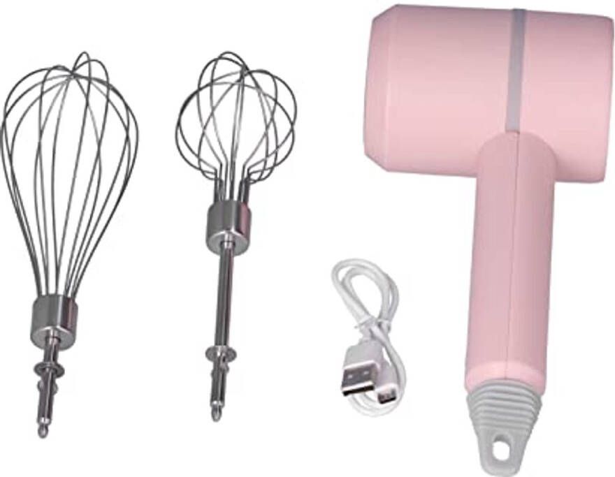 Draadloze Elektrische Handmixer met Roestvrijstalen Garde Multifunctionele Staafmixer in Roze