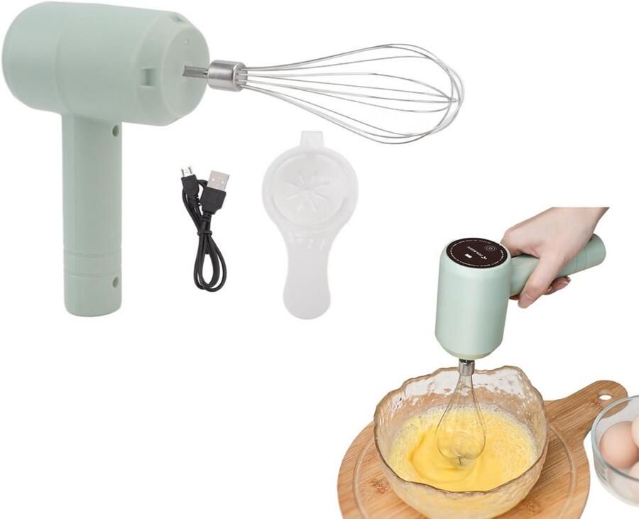 Draadloze Elektrische Handmixer USB Oplaadbaar voor Beslag Eieren en Slagroom Incl. Accessoires