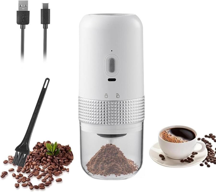 Draadloze elektrische koffiemolen met keramisch maalwerk voor espresso en French Press