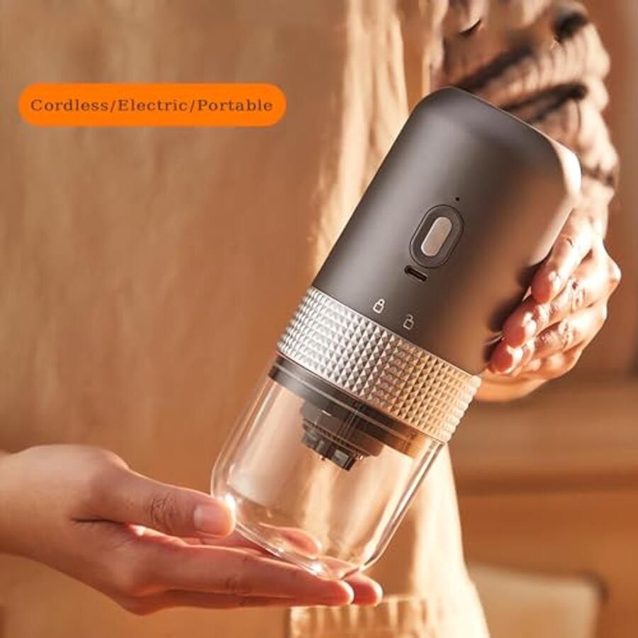 Draadloze elektrische koffiemolen met keramisch maalwerk voor espresso en French Press