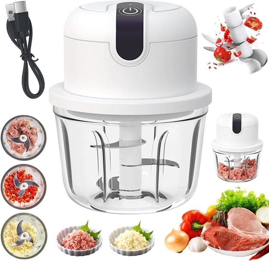 Draadloze Elektrische Mini Hakmolen 350 ml USB Oplaadbaar voor Groenten Noten Vlees