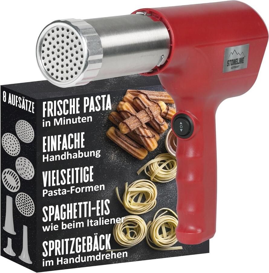 Draadloze Elektrische Pastamachine met 7 Opzetstukken Compact en Oplaadbaar voor Spaghetti Gnocchi en Meer