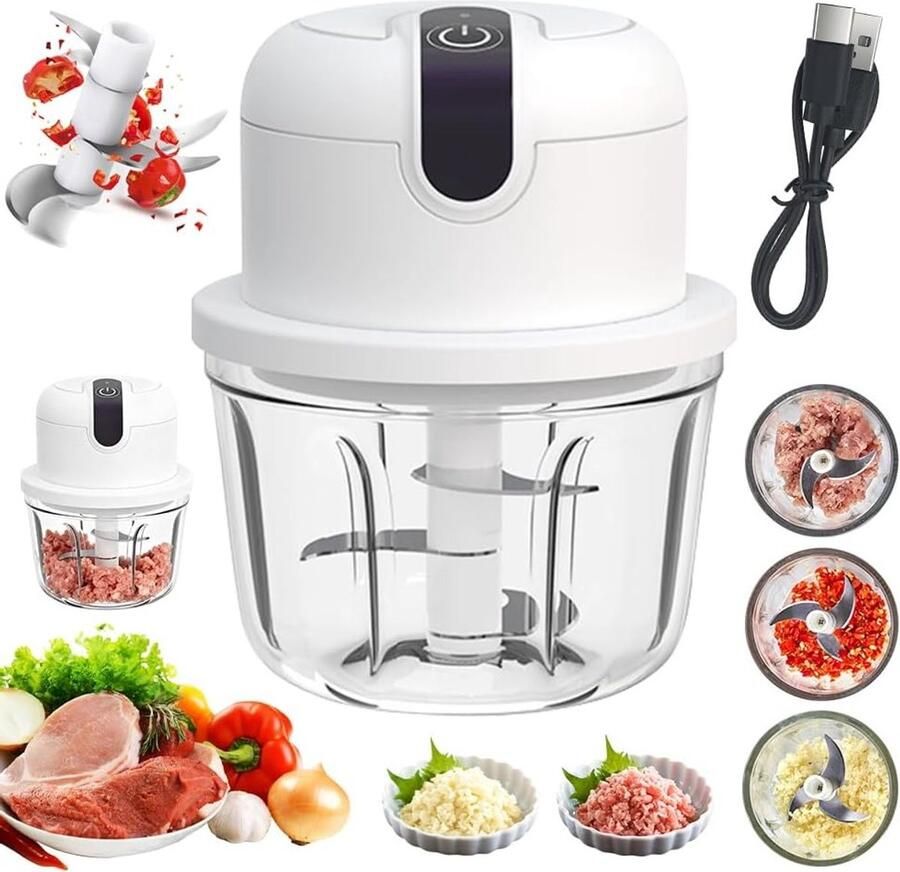 Draadloze Elektrische Uienhakker 350 ml Oplaadbare Mini Hakker voor Uien Fruit Noten en Vlees
