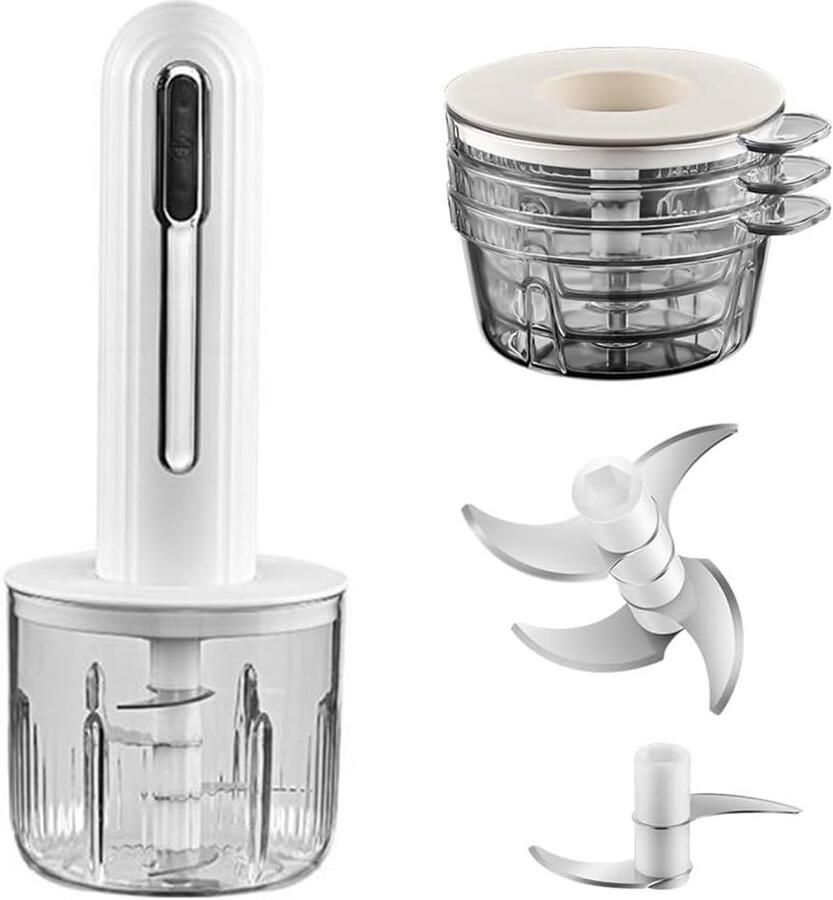 Draadloze elektrische vleesmolen Elektrische voedselhakker met een capaciteit van 4 kopjes Geschikt voor vlees uien groenten knoflook babyvoeding en het hakken mixen van vlees