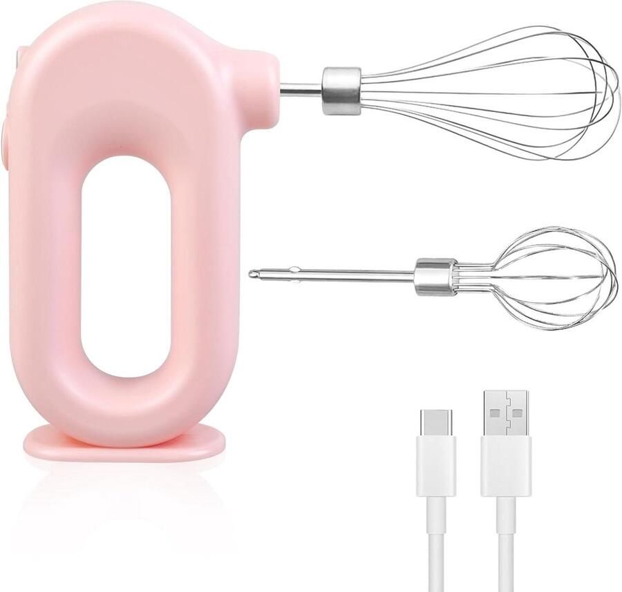 Draadloze Garde Elektrische Mixer USB Bakken en Mixen 4 Snelheden Compact Formaat Roze