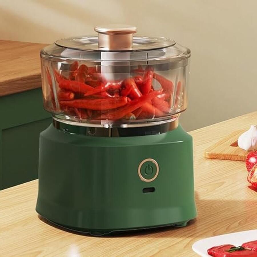 Draadloze Groentehakselaar Keukenmachine USB Maaltijden Bereiden Magnetisch Kinderslot 350 ml Groen