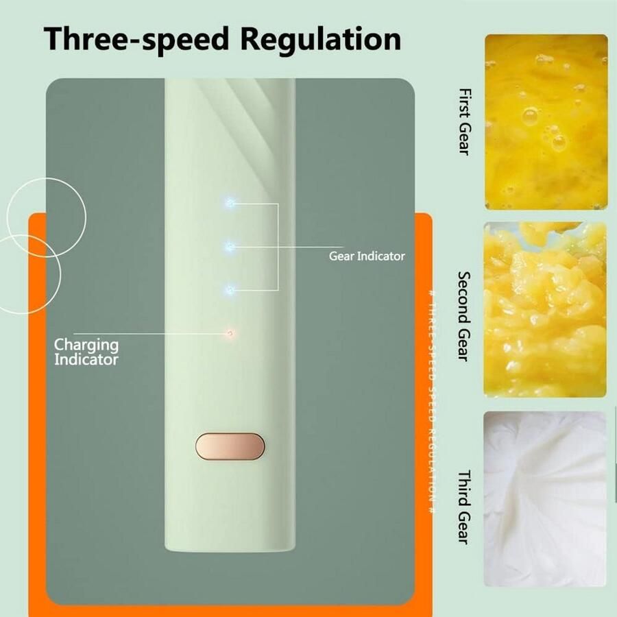 Draadloze Handmixer Elektrisch Draagbare Garde met 3 Snelheden voor Beslag en Mixen