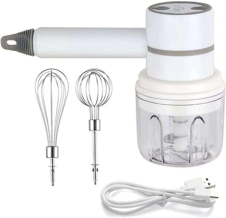 Draadloze Handmixer Elektrische Blender Keuken Assistent Draagbare Multi-Food Klopper 500 Gram Wit