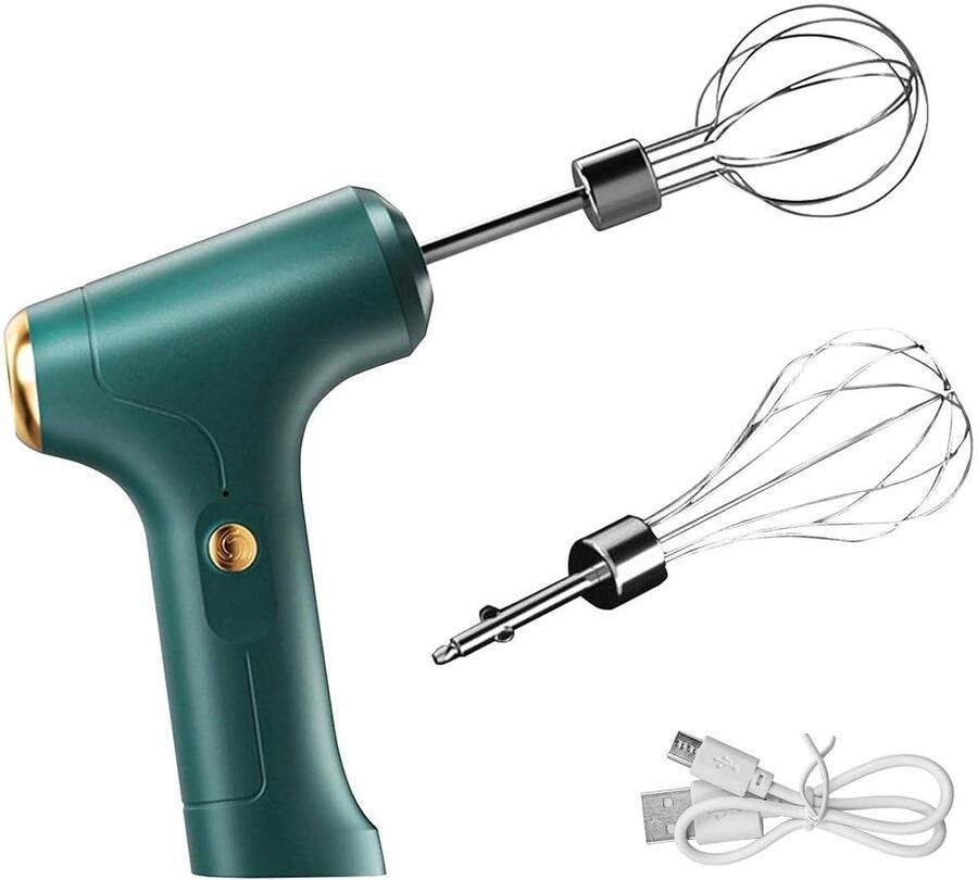 Draadloze Handmixer Elektrische Klopper Keuken Bakken USB Oplaadbaar 0.2 Kilogram Groen