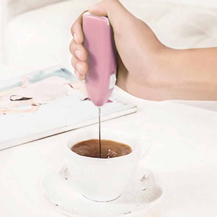 Draadloze Handmixer Elektrische Klopper Snel Ingrediënten Mixen Werkt op Batterijen 20 cm Roze