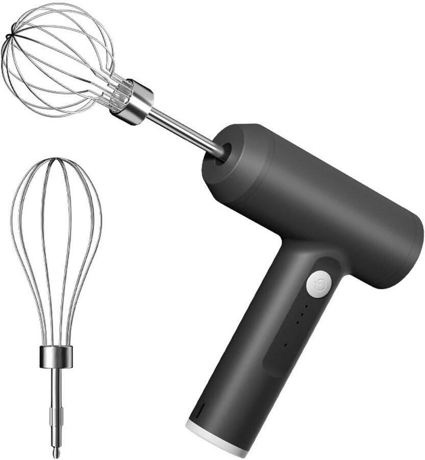 Draadloze handmixer halfautomatische werking oplaadbaar via USB multifunctioneel Geschikt voor thuisgebruik en ideaal als multifunctioneel keukenhulpmiddel Geschikt voor het maken van smoothies en het opschuimen van melk (zwart)