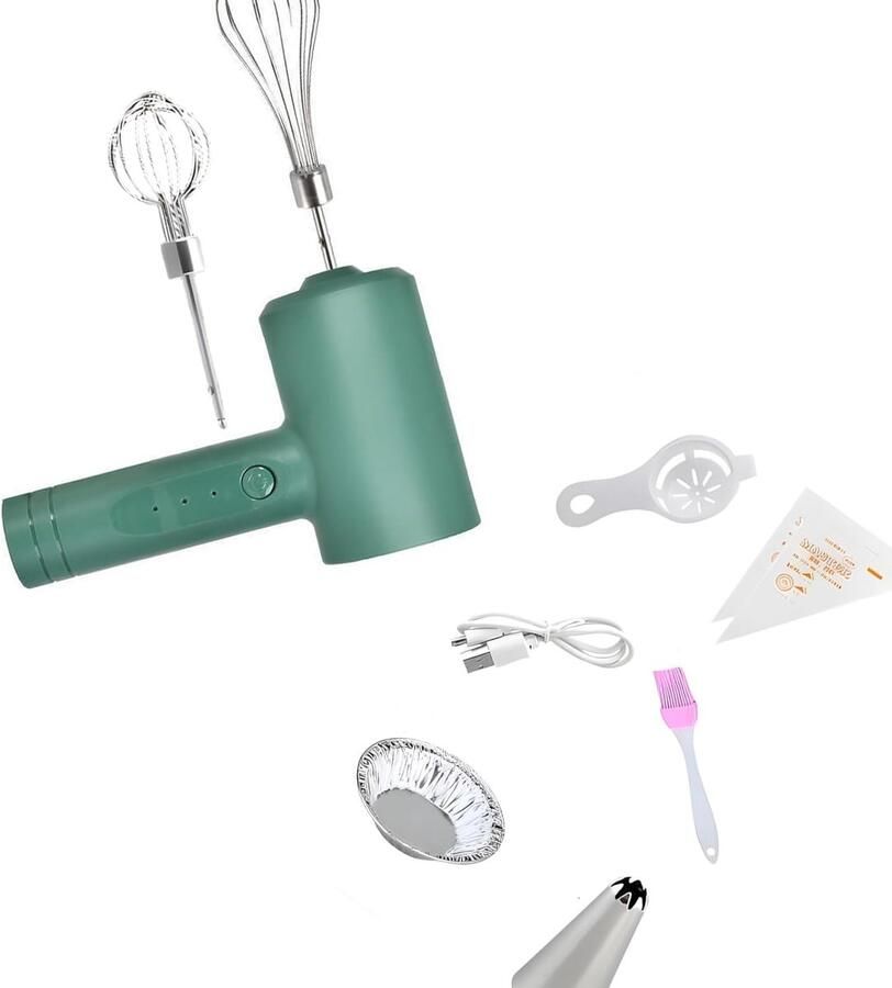 Draadloze Handmixer Keukenmixer Bakken en Mixen Twee snelheden Snoerloos Groen