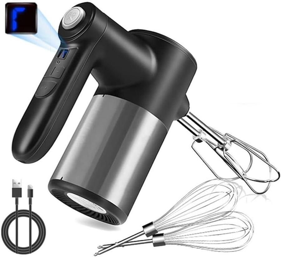 Draadloze Handmixer Keukenmixer Elektrisch Bakken En Klutsen Digitaal Display 7 Snelheden