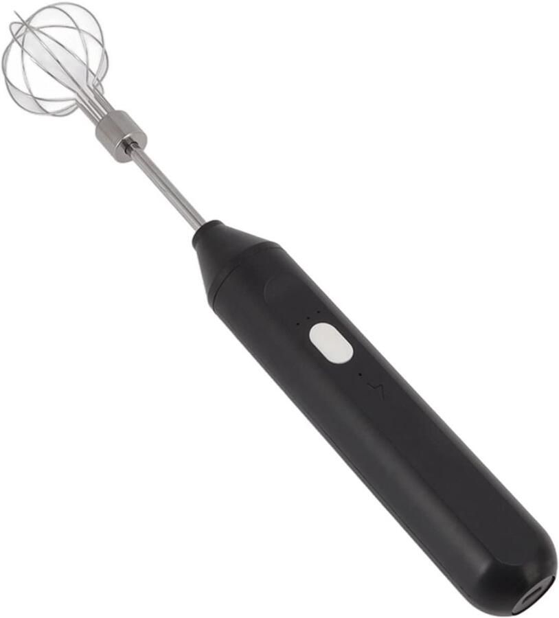 Elektrische handmixer melkopschuimer draagbare melkopschuimer op batterijen met drie verschillende snelheden geschikt voor in de keuken en thuis (zwart)