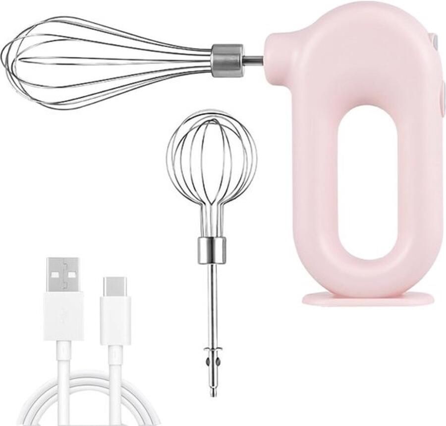 Draadloze Handmixer Mini Elektrische Handmixer Huishoudelijke USB Oplaadbare Mini Eiklopper Handheld Eiklopper Elektrische Mixer Met 4 Snelheidsmodi(Roze)