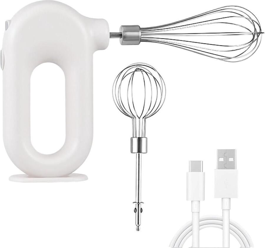 Draadloze Handmixer Mini Mixer Beslag Maken 4 Snelheden Instelbaar Mini Formaat Wit