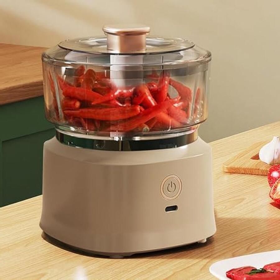 Draadloze Groentehakselaar Keukenmachine Knoflookstamper Snelle Maaltijdbereiding Eén Knop Bediening 350 ml Koffie