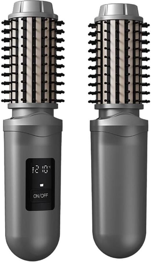 Draadloze krulborstel USB-oplaadbare draagbare mini-krultang Geschikt voor op reis 3 temperatuurstanden snel opwarmen 2600mAh-batterij Geschikt voor negatieve ionen Geschikt voor krullen stylen ontkrullen en vormgeven (grijs)
