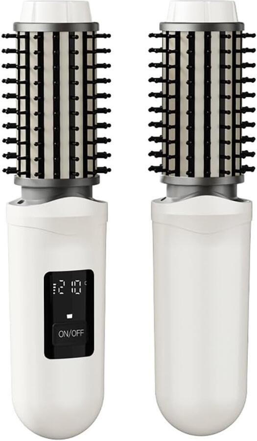 Draadloze krulborstel USB oplaadbare draagbare mini-krultang Geschikt voor op reis 3 temperatuurstanden snel opwarmen 2600mAh batterij Geschikt voor negatieve ionen Geschikt voor krullen stylen ontkrullen en vormgeven (wit)