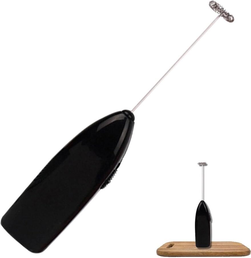 Draadloze Melkopschuimer Elektrische Mixer Dranken Bereiden Snelle Schuimvorming 19.8 cm Zwart