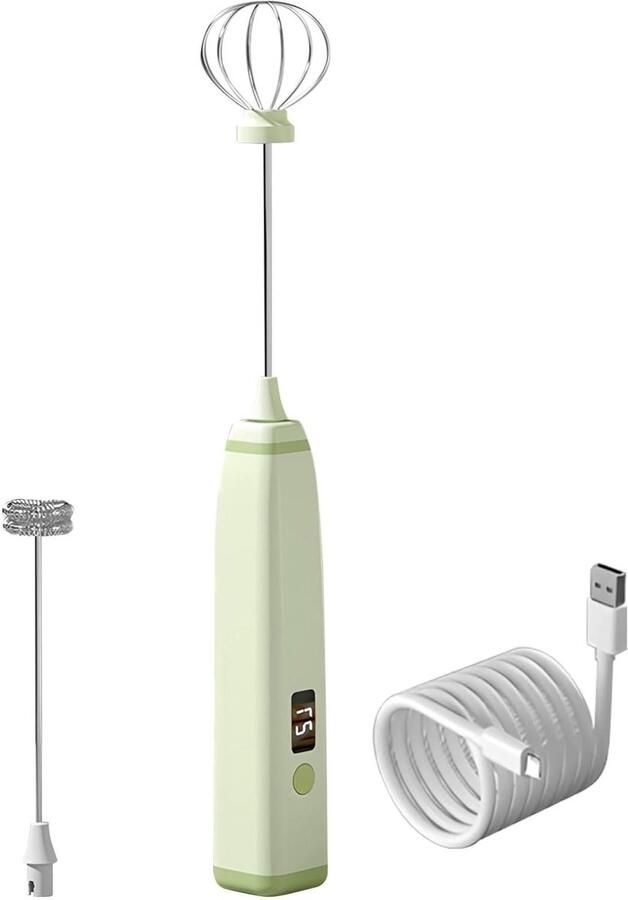 Draadloze Melkopschuimer Schuimmaker Keuken Koffie Maken USB Oplaadbaar Compact Formaat Groen
