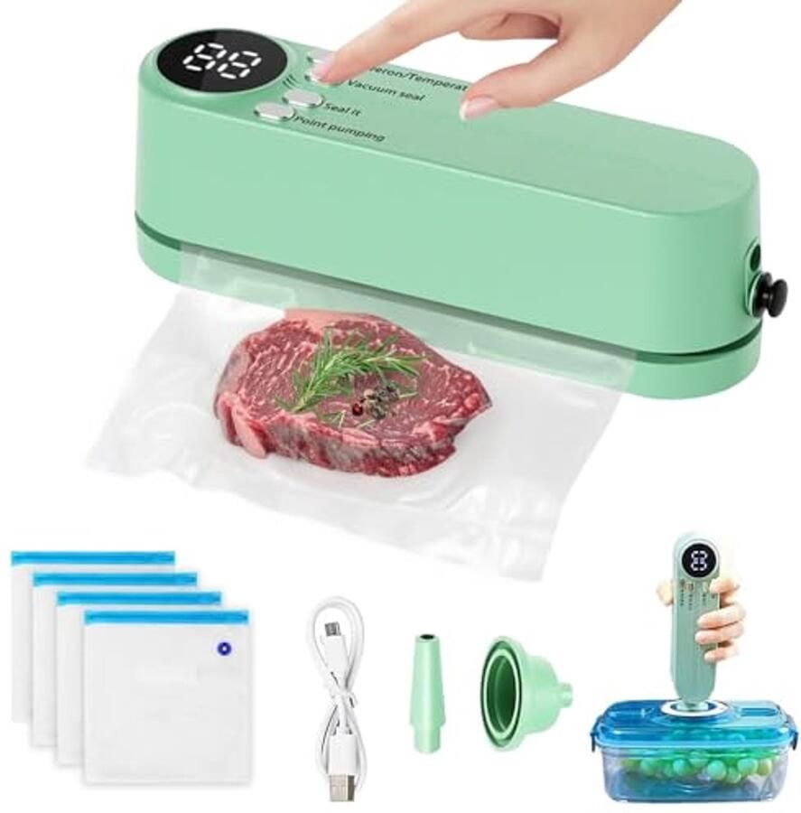 Draadloze Mini Vacuümmachine met 5 Voedselzakken Compacte Sealmachine voor Perfecte Bewaring