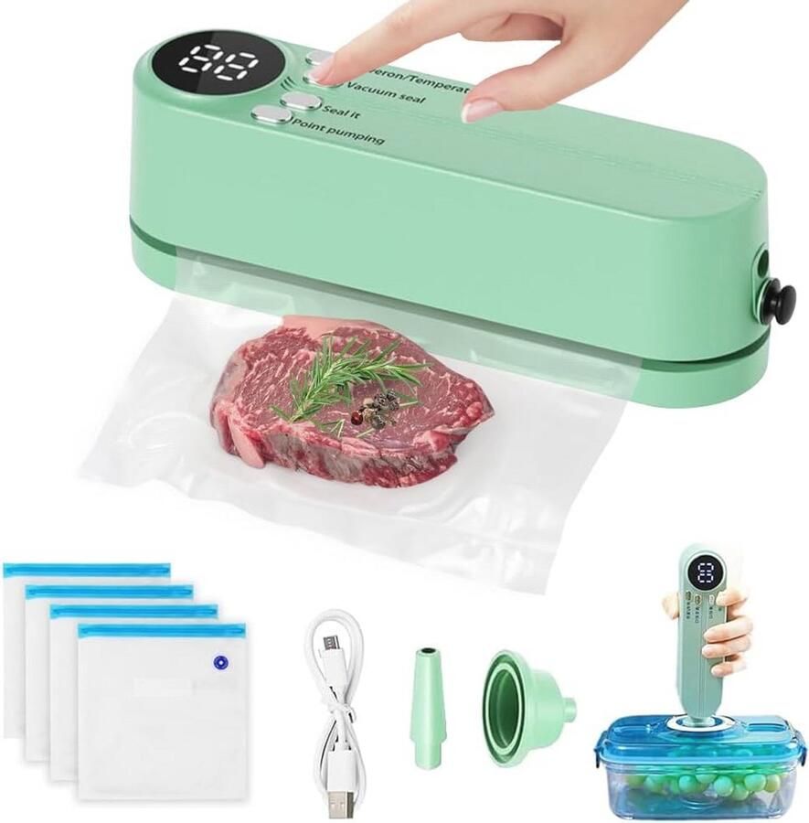 Draadloze Mini Vacuümmachine met 5 Voedselzakken Compacte Sealmachine voor Perfecte Bewaring