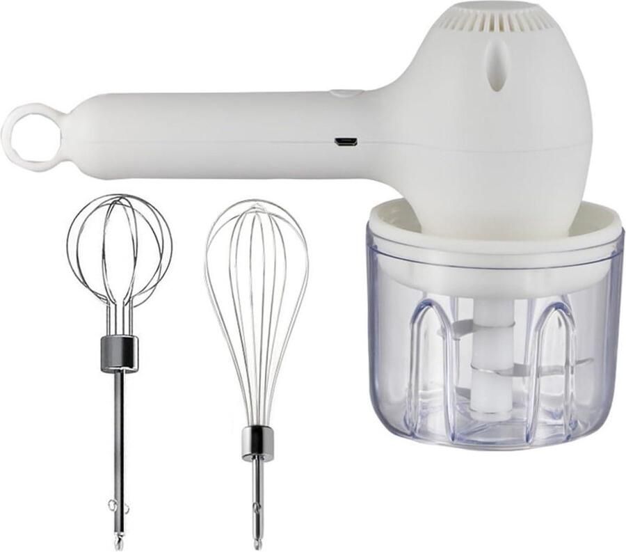 Draadloze Mixer Eierklopper Chopper Keuken Assistent 30W Krachtige Motor 25 x 15 x 8 cm Wit