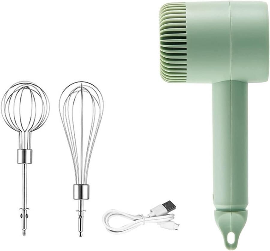 Draadloze Mixer Handmixer Keukenmixer Bakken en Koken Oplaadbaar en Snoerloos 205mm Groen