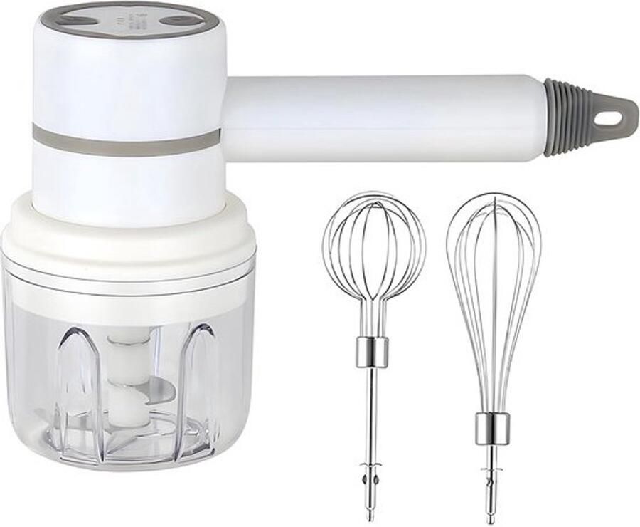 Draadloze mixer Keukenmixer Handmixer Voor het mengen van ingrediënten voor bakken 2-in-1 knoflookstamper 95 x 64 x 205 mm Wit