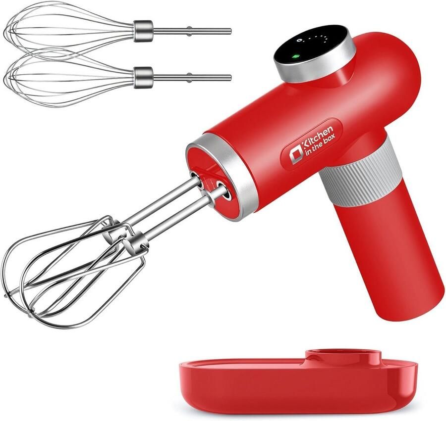 Draadloze Oplaadbare Handmixer 6 Snelheden & Digitaal Display Ideaal voor Keuken en Tuin