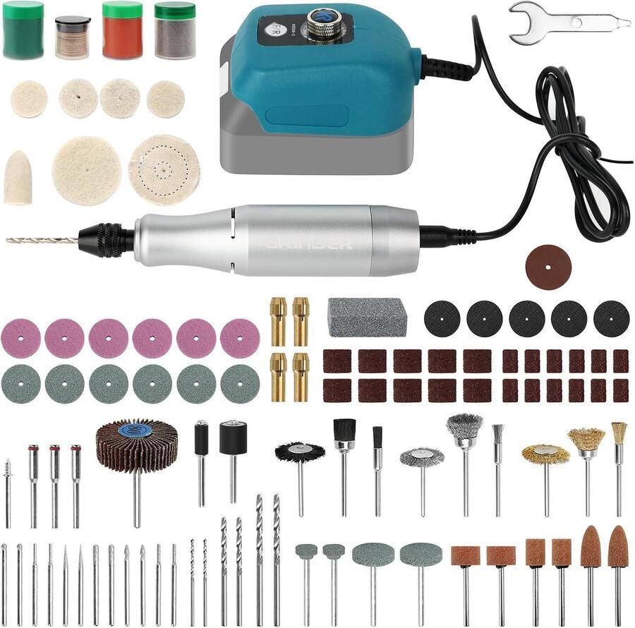 Draadloze rotary power cutter 0-18.000 rpm variabele snelheid 124-delige accessoireset voor precisie snijden SnelShoppen
