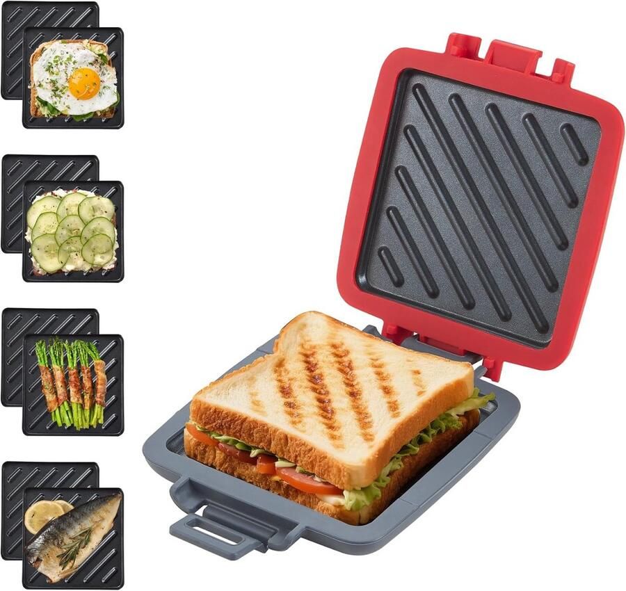 Draadloze Sandwichmaker voor Magnetron Snel en Eenvoudig Toasten met Antiaanbaklaag