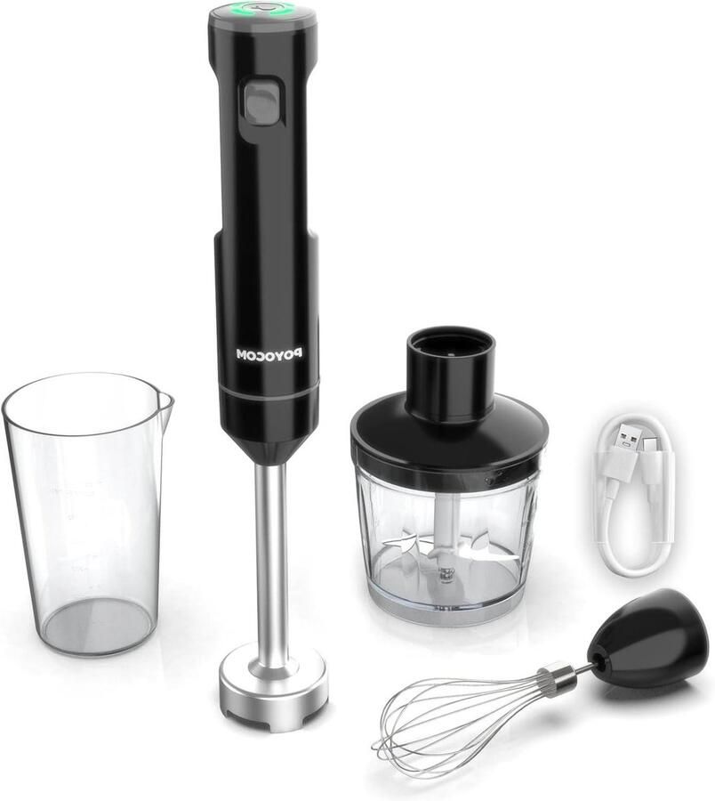 Draadloze Staafmixer Keuken Blender Gezond Eten Maken Variabele Snelheid 600 ml Capaciteit Zwart