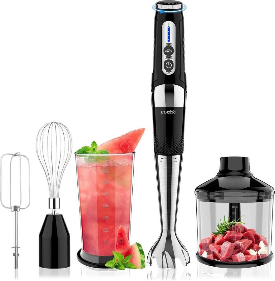 Draadloze Staafmixer Keukenmixer Set Eten Bereiden 4-in-1 Functionaliteit 21 Snelheden Rood
