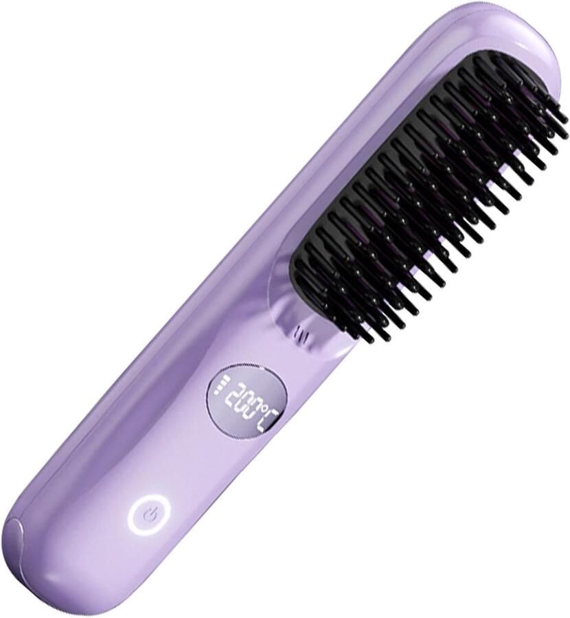 Draadloze stijlkam compacte haarborstel voor glad en verzorgd haar snel opwarmen roze 20 x 4 5 x 4 5 cm ABS voor reizen pony en kort haar