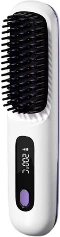 Draadloze stijltang draagbare mini-stijltang 3 temperatuurstanden led-display USB-opladen snel opwarmen ideaal voor op reis (wit)