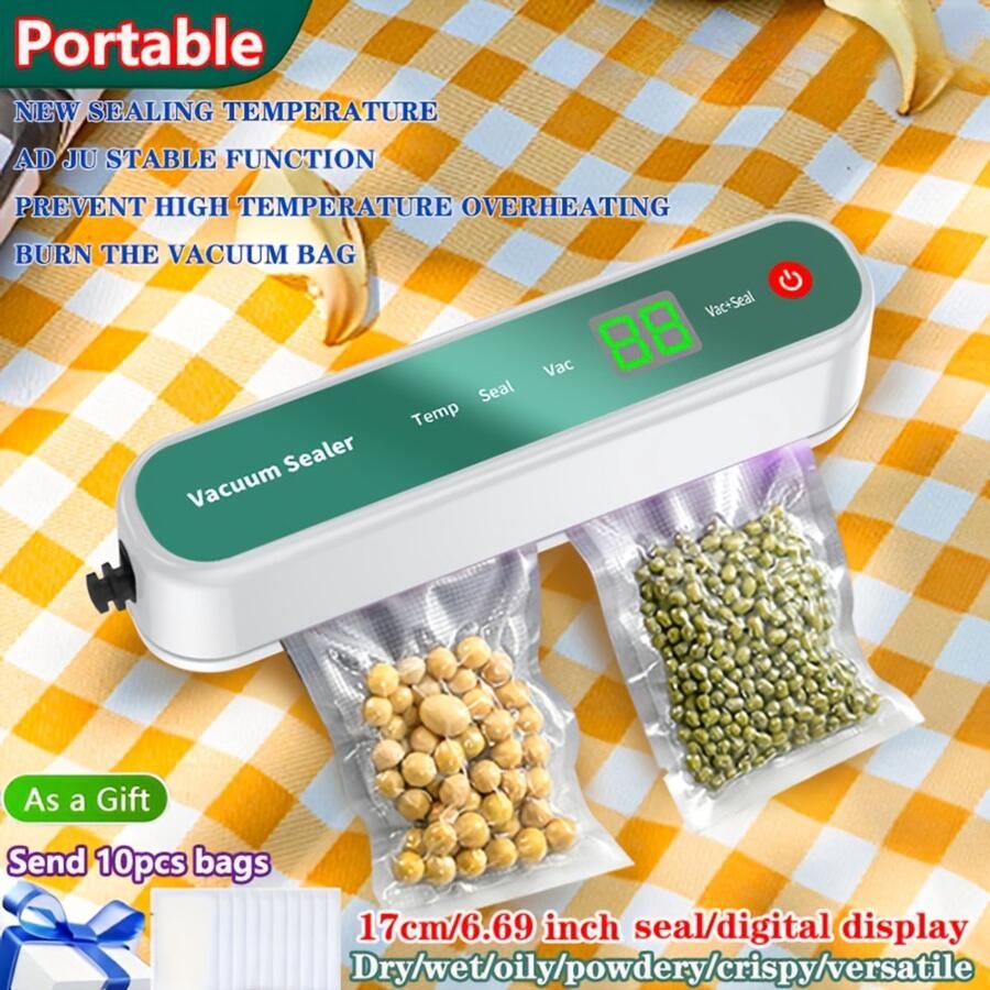 Draadloze volledig automatische vacuümsealmachine draagbare machine Geschikt voor het verpakken en sealen van voedsel mini-voedselconserveringsmachine