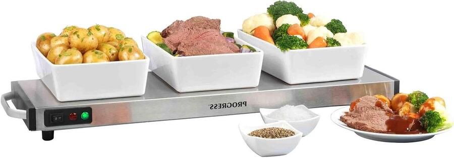 Draadloze Warmhoudplaat Voedsel Opwarmer Maaltijden Warm Houden 15 Min Opladen 60x20 cm Zilver