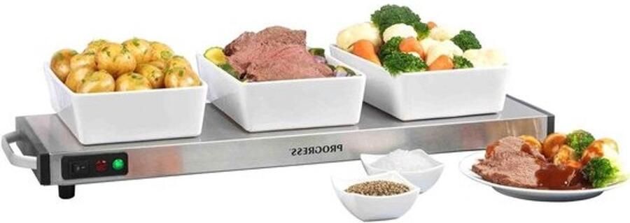 Draadloze warmhoudplaat Voedselverwarmer Maaltijden warmhouden Tot 60 min warm 60 x 20 cm Zilver