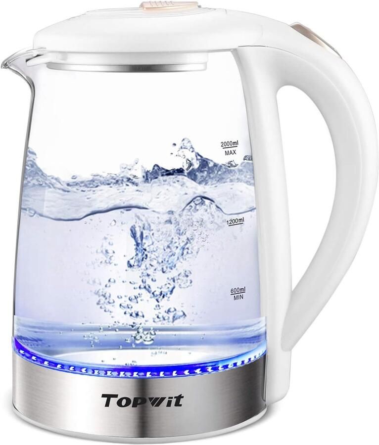 Elektrische Waterkoker Draadloze Ketel Snel Water Koken Beveiliging Kookbeveiliging 2 Liter Wit