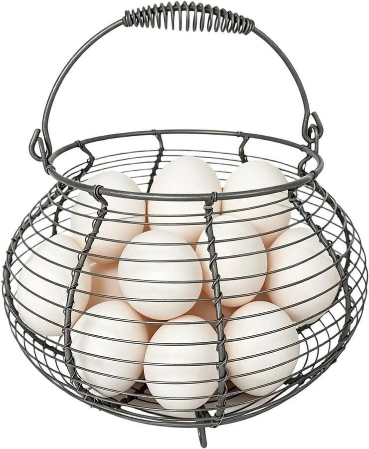 Eierhouder Mand Decoratieve mand Keuken Organisatie Roestvrij metaal 16.6 cm Lichtbruin