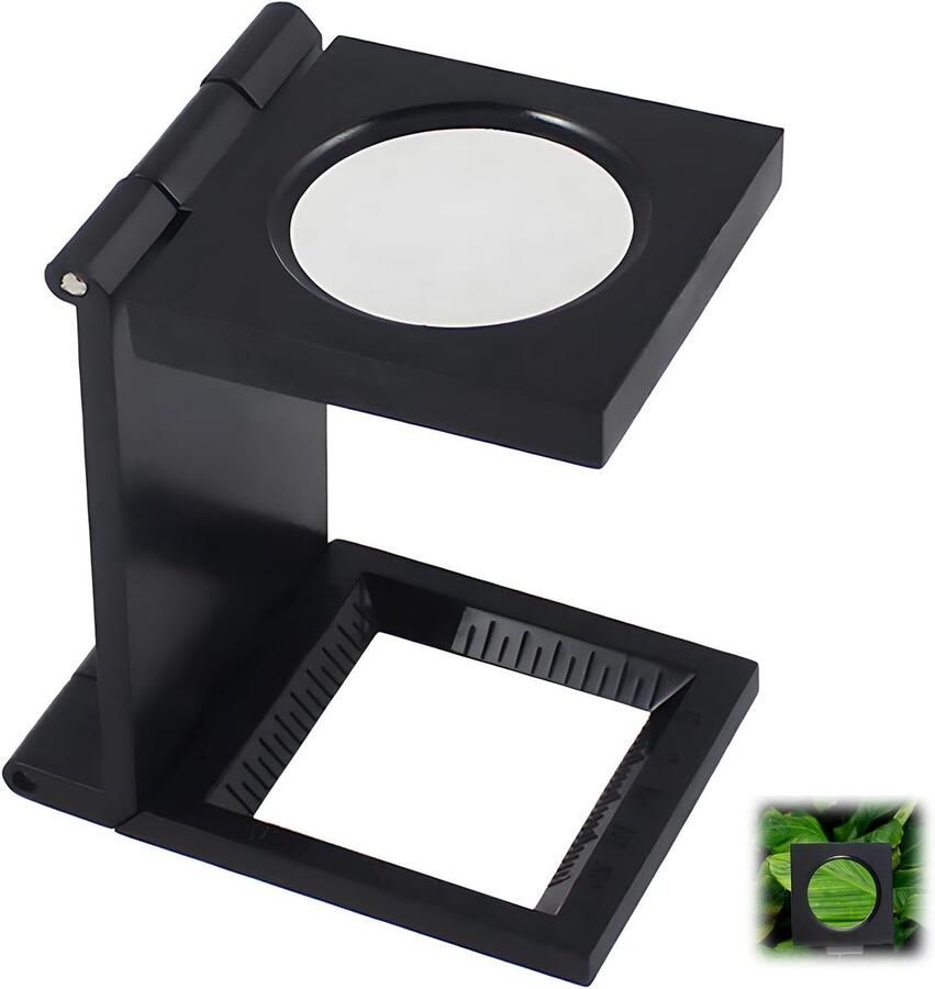 Draadteller met 10 x mini-vergrootglas staande vergrootglas tafelvergrootglas 10 x vakken staande loep leesloep inklapbaar vergrootglas met schaal voor werk thuiskantoor reparatie hobby