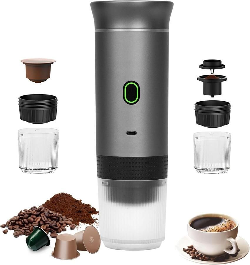 Draagbaar 3-in-1 Koffiezetapparaat Elektrische Espresso Machine voor Reizen en Kamperen
