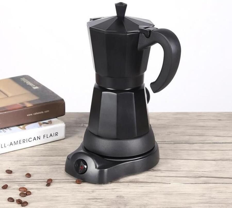 LISM-Draagbaar elektrisch koffiezetapparaat 300 ml Capaciteit voor 3 kopjes Zwart