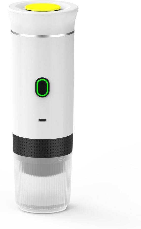 Draagbaar koffiezetapparaat 3-in-1 draadloos elektrisch koffiezetapparaat geschikt voor capsulekoffie en koffiepoeder cold brew en warmhoudfunctie inclusief een kopje van 120 ml wit